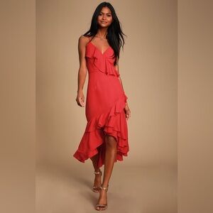 Dreamer's Dream Red Ruffled High-Low Emoji Dress
Lulus